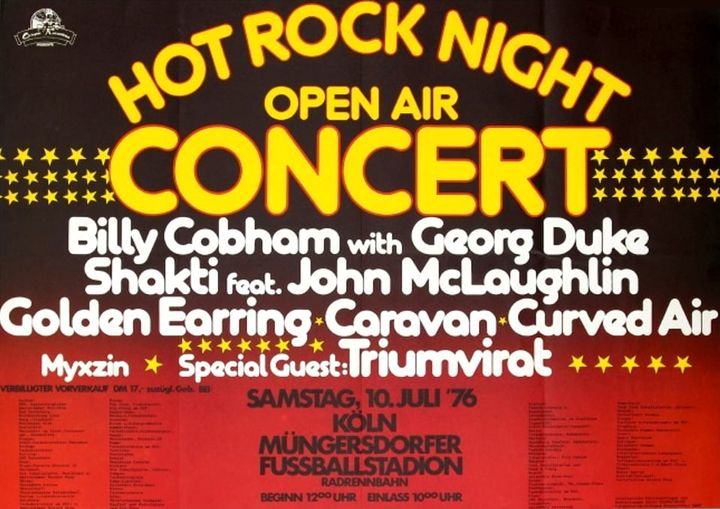 Hot Rock Night festival flyer July 10 1976 Koln (Germany) - Open Air